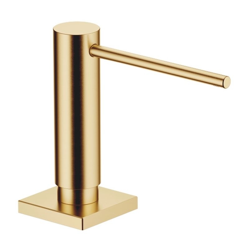 Dornbracht built-in dishwashing liquid dispenser, with square rosette, brushed brass, 82439970-28