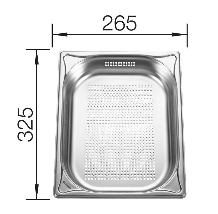 Üksiktoode #239 BLANCO GASTRONORM KONTEINER, ROOSTEVABA TERAS, GN-P 1/3-65, PERFORATSIOON, SISU 2,5 L, 1565814