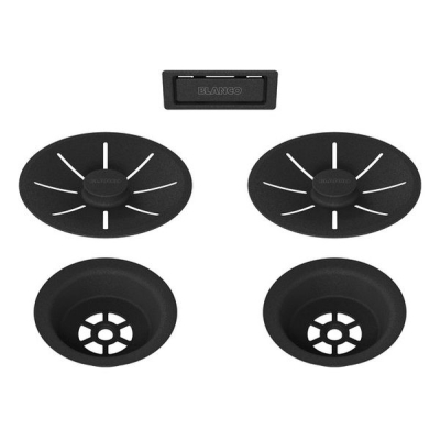 Blanco prügi- ja ülevoolukomplekt, must topeltvalamutele, 239979