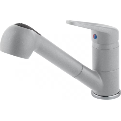 Franke Novara-Plus single lever mixer, high-pressure pull spout and shower head, stone gray, 115.0692.885