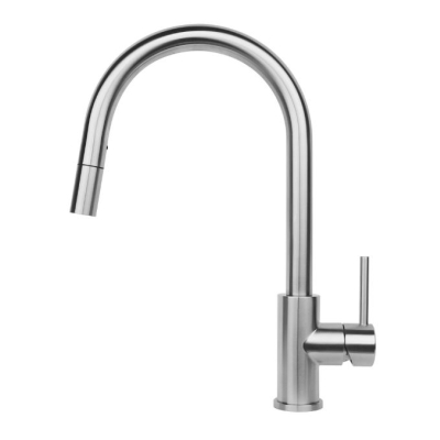 Reginox Huron single lever mixer, high pressure pull spout, brushed stainless steel, R34576