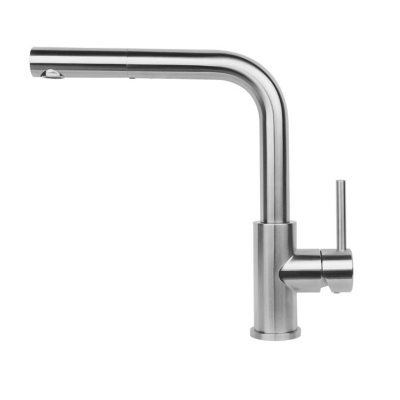 Reginox Palm single lever mixer, high pressure pull spout, brushed stainless steel, R34583
