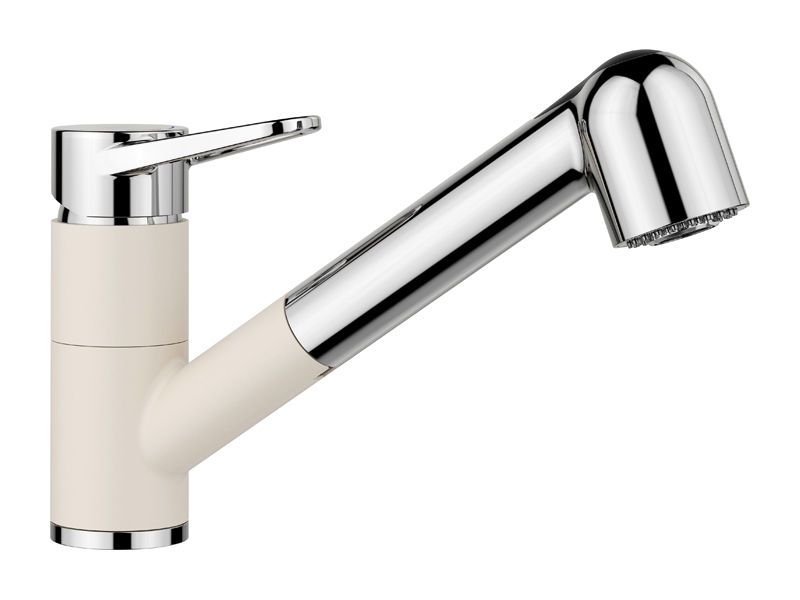 Blanco Wega S-II fitting, high-pressure pull spout, Silgranit look soft white-chrome, 526982