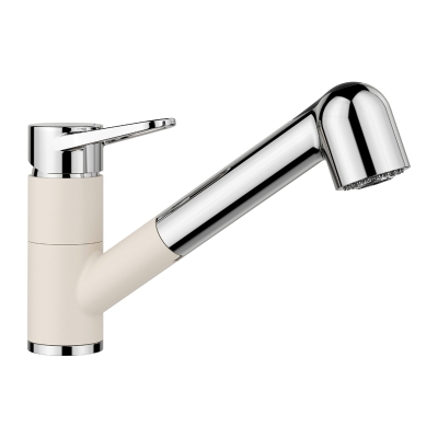 Blanco Wega S-II liitmik, kõrgsurvetõmbetila, Silgranit välimus pehme valge-kroom, 526982