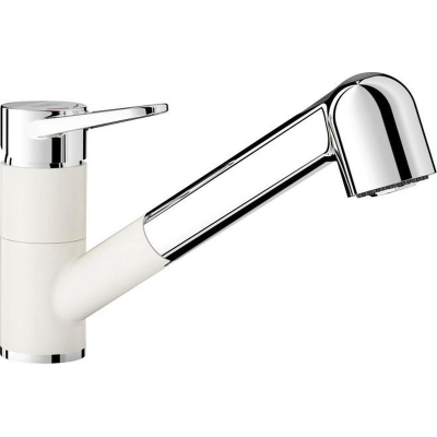 Blanco Wega S-II fitting, high-pressure pull spout, Silgranit look silgranit white-chrome, 526421