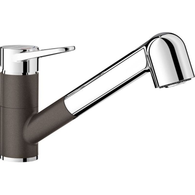 Blanco Wega S-II fitting, high-pressure pull spout, Silgranit look cafe-chrome, 526424