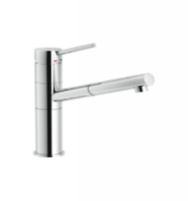 Systemceram KeraDomo SNOW, single lever mixer with hand shower, high pressure, 10373, color stainless steel