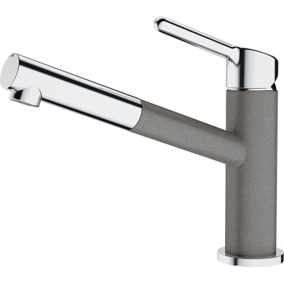 Franke Orbit single-lever mixer, high-pressure pull spout, chrome-stone gray, 115.0623.141, 12688