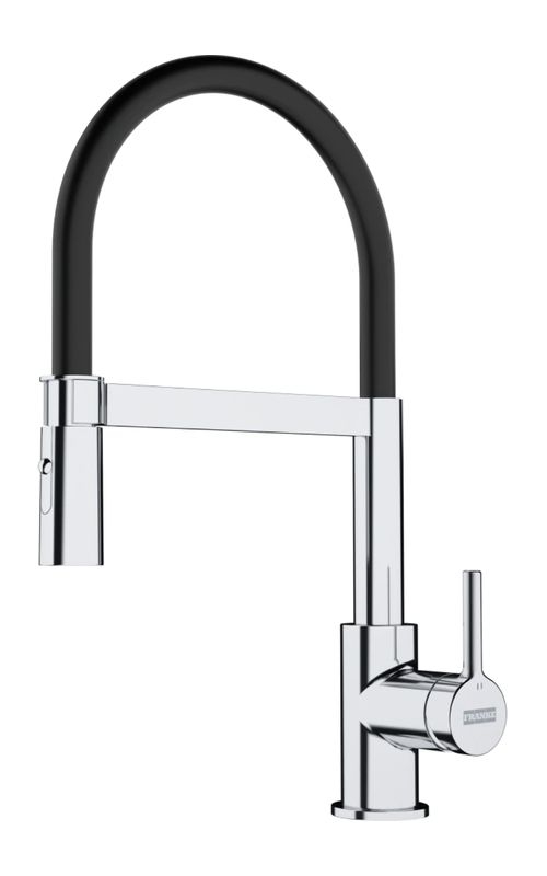 Franke Lina Semi-Pro single lever mixer, high pressure pull spout, chrome / black matt, 115.0626.085