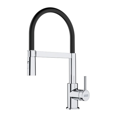 Franke Lina Semi-Pro single lever mixer, high pressure pull spout, chrome / black matt, 115.0626.085