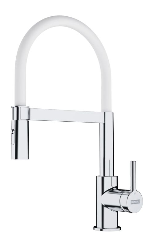 Franke Lina Semi-Pro single lever mixer, high pressure pull spout, chrome / white matt, 115.0626.088