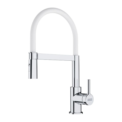 Franke Lina Semi-Pro single lever mixer, high pressure pull spout, chrome / white matt, 115.0626.088
