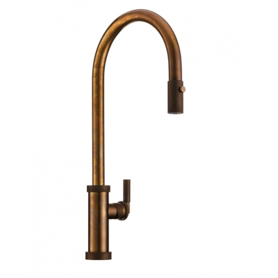 LINEA Urban, single lever mixer tap brass natural, high pressure hose shower, 5011281