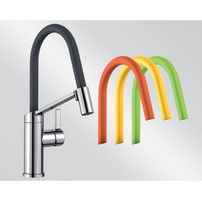 Blanco Viu-S, high pressure pull spout hose shower, chrome/lava gray, 524813