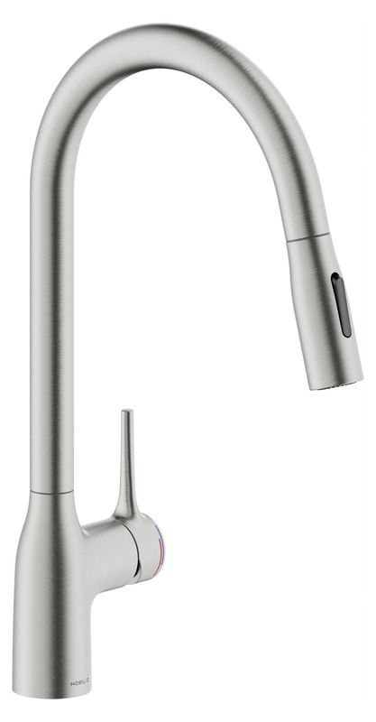 Systemceram KeraDomo MANIA SOFT, single lever mixer with pull spout, high pressure, 10349, color stainless steel finish