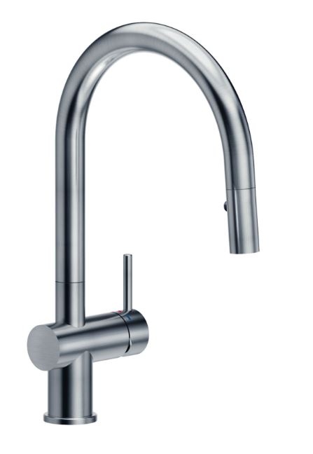 Reginox Flint single lever mixer, high pressure pull spout, gun metal silver, R35993