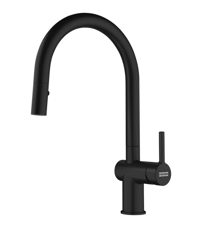 Franke Active J single lever mixer, high-pressure pull-out shower, matt black, 115.0653.404