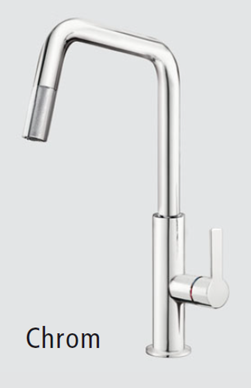 Systemceram KeraDomo OFFEO, single lever mixer with pull spout, high pressure, 10033, color chrome