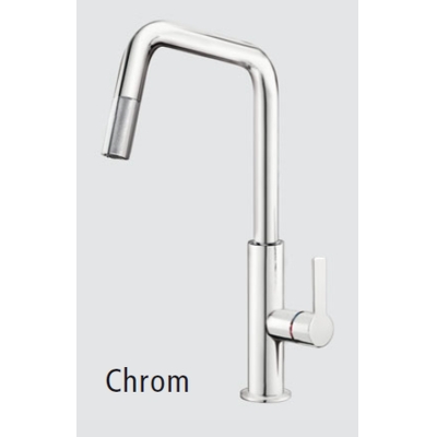 Systemceram KeraDomo OFFEO, смеситель однорычажный с вытяжным изливом, высокое давление, 10033, цвет хром