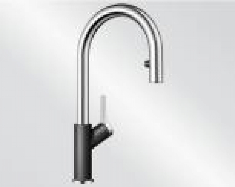 Blanco Carena-S Vario fitting Silgranit look two-tone, high-pressure pull spout hose shower, anthracite/chrome, 521358