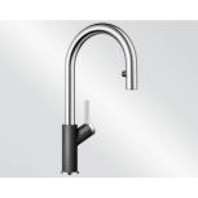 Blanco Carena-S Vario fitting Silgranit look two-tone, high-pressure pull spout hose shower, anthracite/chrome, 521358