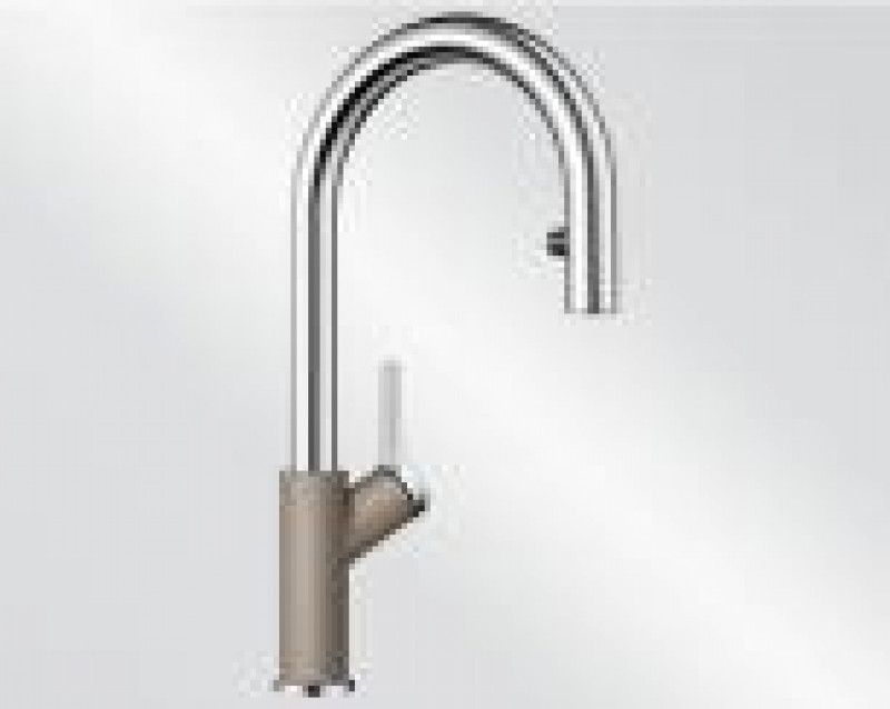 Blanco Carena-S Vario fitting Silgranit look two-tone, high-pressure pull spout hose shower, tartufo/chrome, 521376