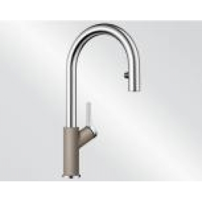 Blanco Carena-S Vario fitting Silgranit look two-tone, high-pressure pull spout hose shower, tartufo/chrome, 521376