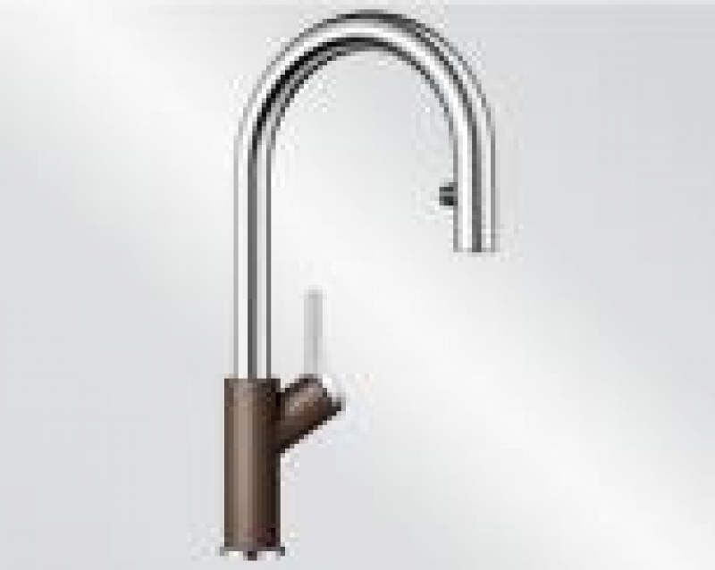 Blanco Carena-S Vario fitting Silgranit look two-tone, high-pressure pull spout hose shower, cafe/chrome, 521378