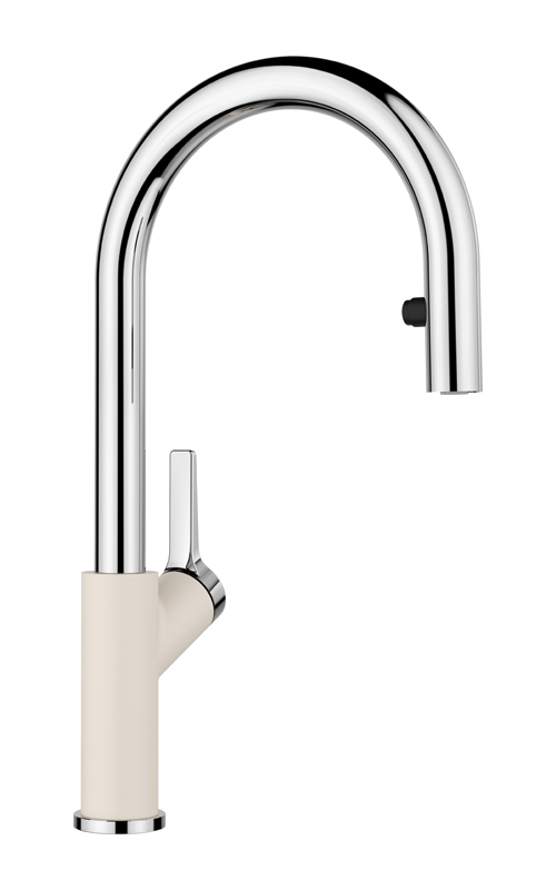 Blanco Carena-S Vario fitting Silgranit look two-tone, high-pressure pull spout hose shower, soft white/chrome, 526931