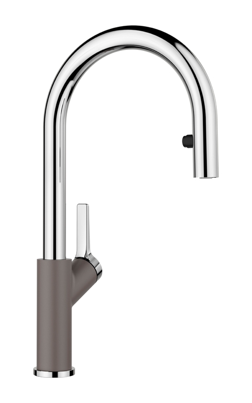 Blanco Carena-S Vario fitting Silgranit look two-tone, high-pressure pull spout hose shower, volcano grey/chrome, 526930