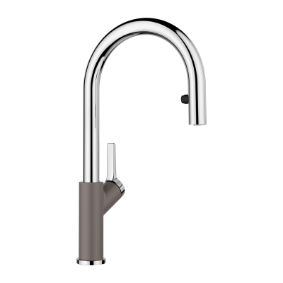 Blanco Carena-S Vario, двухцветный душевой шланг с вытяжным изливом, имитирующий Silgranit, цвет «серый вулкан»/хром, 526930