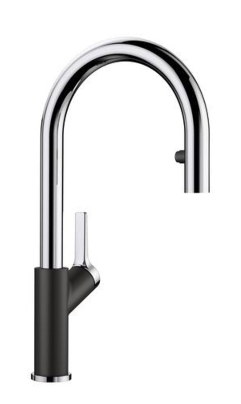 Blanco Carena-S Vario fitting Silgranit look two-tone, high-pressure pull spout hose shower, black/chrome, 526172