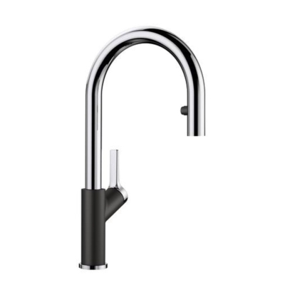 Blanco Carena-S Vario фитинг Silgranit, двухцветный, шланг для душа с вытяжным изливом высокого давления, черный/хром, 526172