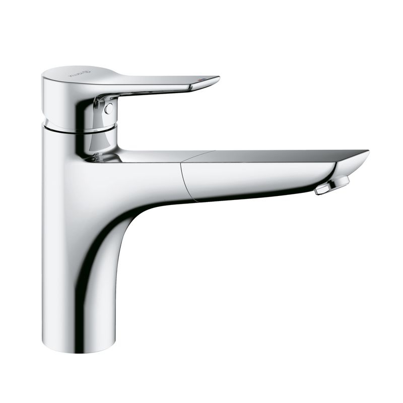 KLUDI Mix 2, single-lever mixer tap black matt, high-pressure hose shower, 5023137