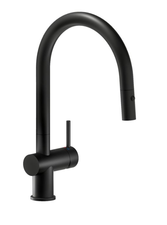 Reginox Flint single lever mixer, high pressure pull spout, black, R37416