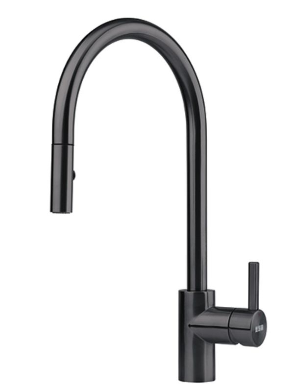 Franke Eos Neo single lever mixer, high pressure pull spout, stainless steel Industrial Black, 115.0613.671