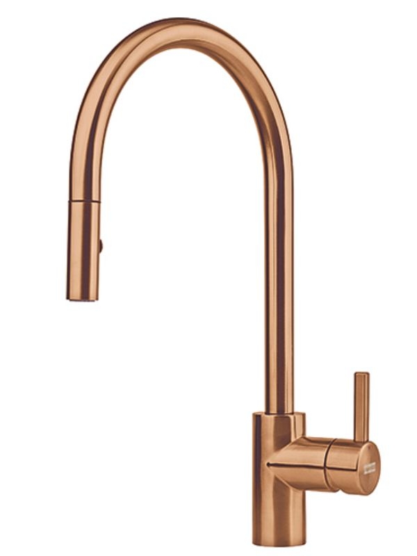 Franke Eos Neo single lever mixer, high pressure pull spout, copper stainless steel, 115.0628.254