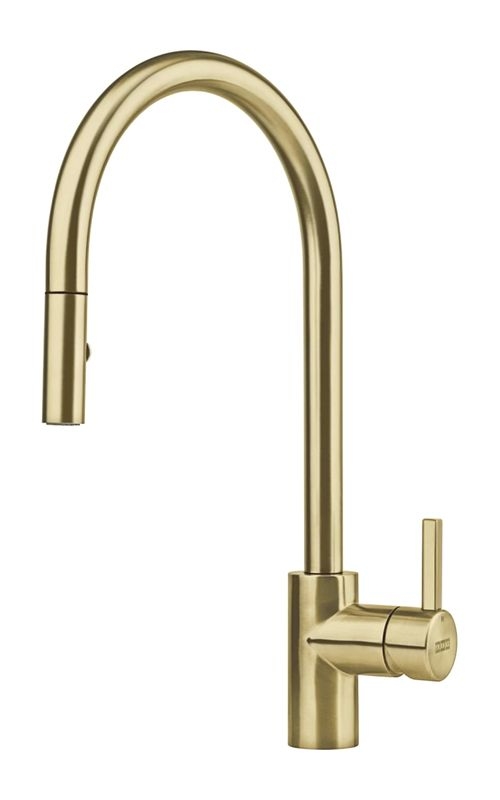 Franke Eos Neo single lever mixer, high pressure pull spout, gold, 115.0681.244