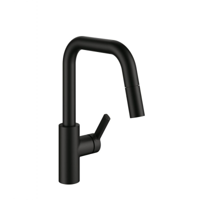 KWC Luna E7, single lever mixer tap black matt, high pressure hose shower, 5022248