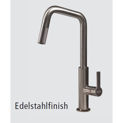 Systemceram KeraDomo OFFEO, single lever mixer with pull spout, high pressure, 10333, color stainless steel finish