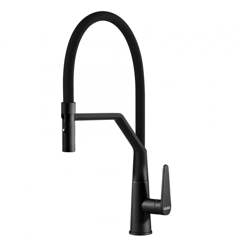 Systemceram KeraDomo TONO PRO, single lever mixer with flexible shower, high pressure, 18738, color black