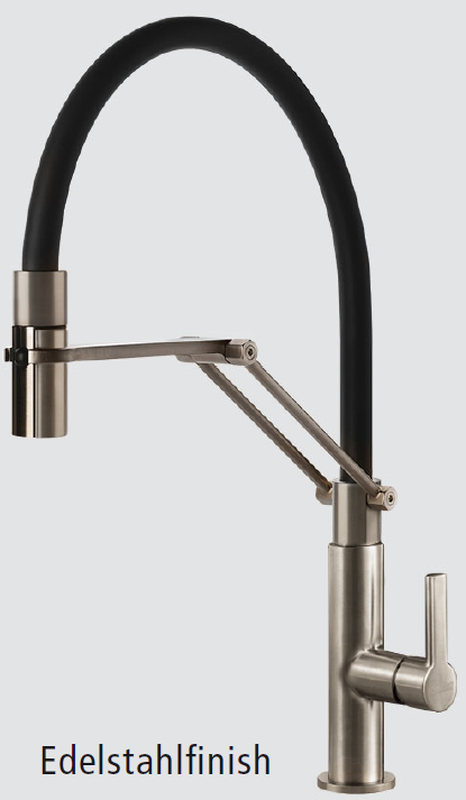 Systemceram KeraDomo OFFEO PRO, single lever mixer with flexible shower, high pressure, 10334, color stainless steel finish