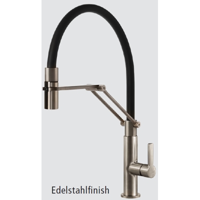 Systemceram KeraDomo OFFEO PRO, single lever mixer with flexible shower, high pressure, 10334, color stainless steel finish