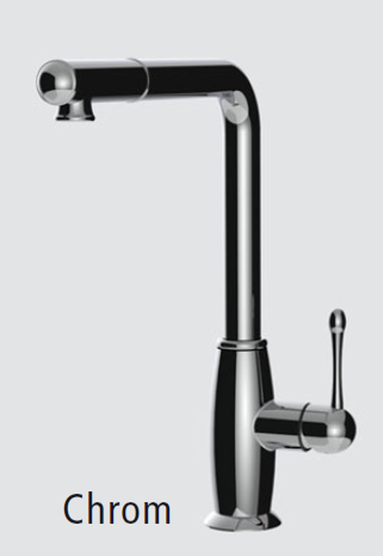 Systemceram KeraDomo TRADIZIONE, single lever mixer with pull spout, high pressure, 10056, color chrome