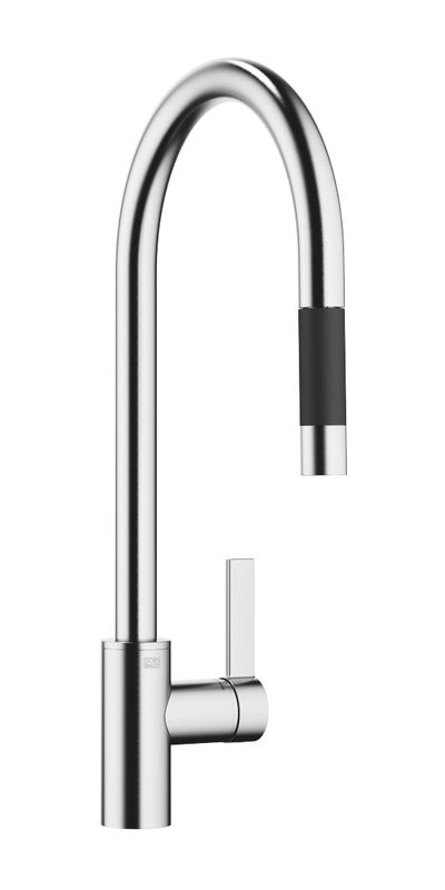 Dornbracht Tara Ultra pull-down single lever mixer with shower function, high pressure, brushed chrome, 33870875-93