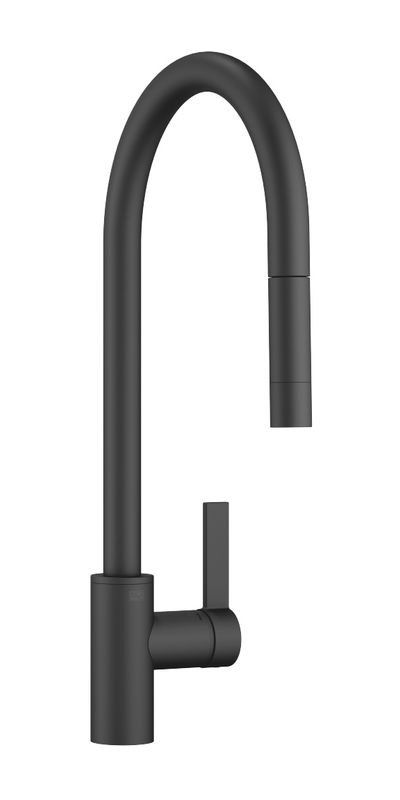 Dornbracht Tara Ultra pull-down single lever mixer with shower function, high pressure, matt black, 33870875-33