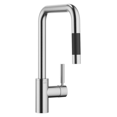 Dornbracht META SQUARE pull-down single lever mixer with shower function, high pressure, brushed chrome, 33870861-93