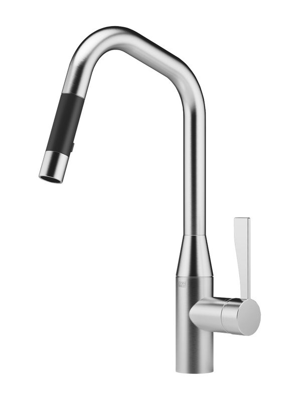 Dornbracht Sync pull-down single lever mixer with shower function, high pressure, brushed chrome, 33870895-93