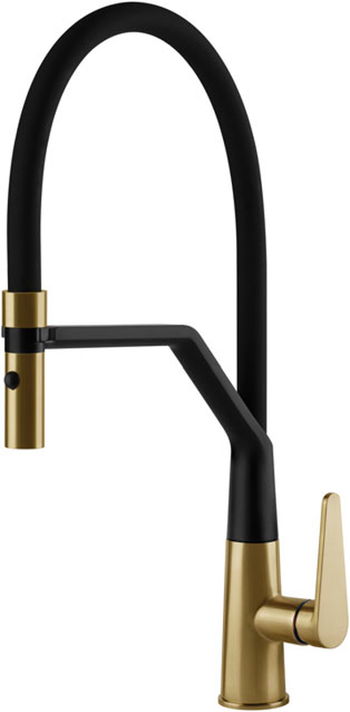 Systemceram KeraDomo TONO PRO, single lever mixer with flexible shower, high pressure, 10438, color matt gold