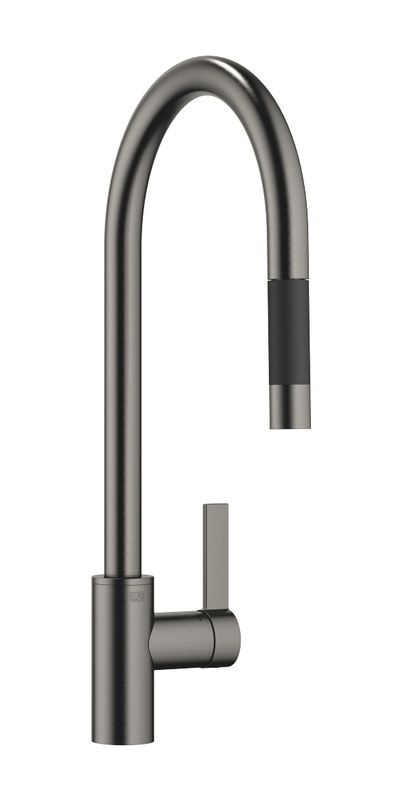 Dornbracht Tara Ultra pull-down single lever mixer with shower function, high pressure, brushed dark platinum, 33870875-99